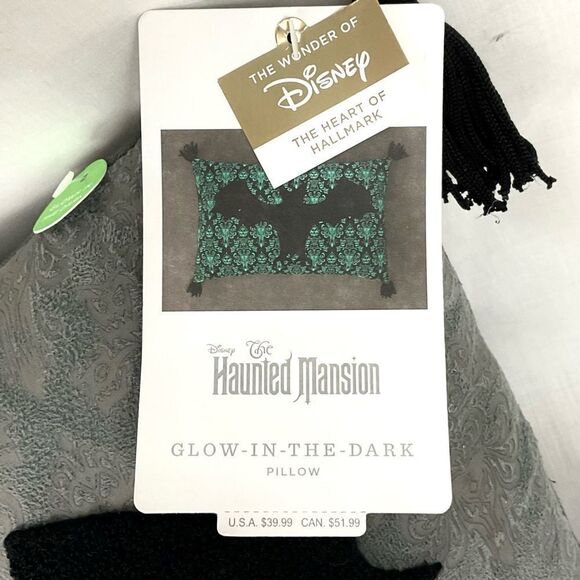 Disney Haunted Mansion Bat Pillow Glow in The Dark New Foolish Mortals Hallmark - Picture 4 of 5